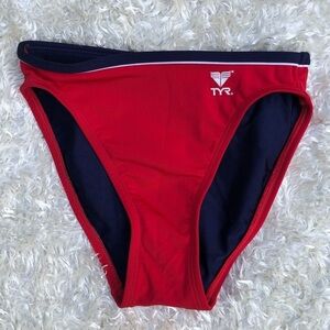 TYR Guard Red Bikini Bottoms with Blue & White Waistband Size XS
